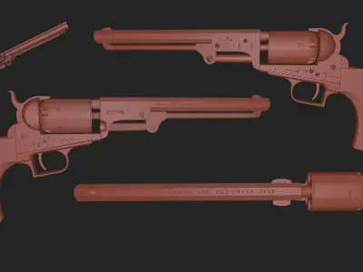Colt Revolver Navy Low-poly 3D model