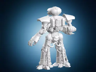 Heavy Battle Mech Miniature with Skull Face 3D print model