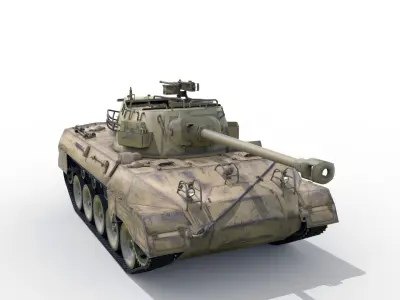 Battle Tank M18 Hellcat Low-poly 3D model