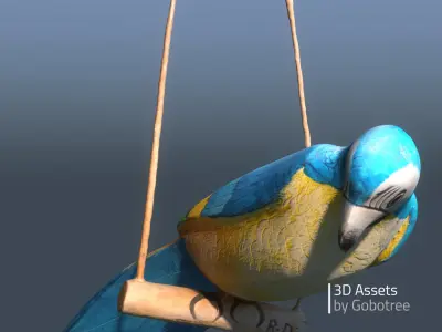 Vintage wooden parrot Gobi 3D model