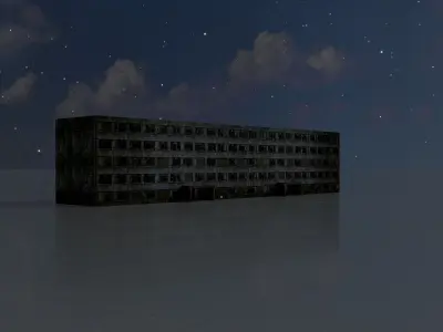 Old military barrack version 1 ruin 14 Low-poly 3D model