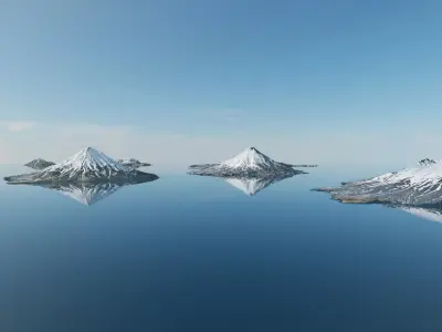 Aleutian snowy volcano islands 3D model