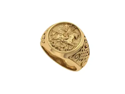 Saint George Signet Ring 3D print model