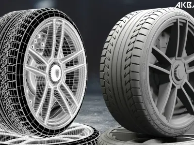 porsche sport car tyre 3D model