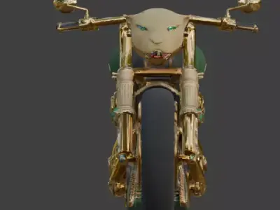 Luxury Jeweled Aztec Jaguar Warrior Motorcycle Low-poly 3D model