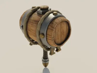 Barrel Hammer Low-poly 3D model
