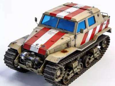 Realistic Hard Sci-Fi Half-Track Scout Low-poly 3D model