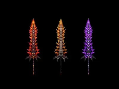Crystal Flame Big Sword Low-poly 3D model