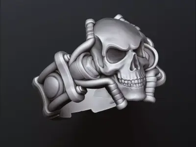 Skull Biker Ring 3D print model