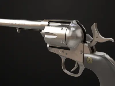 Revolver 03 Model Colt Silver All PBR Unity UE Textures Low-poly 3D model