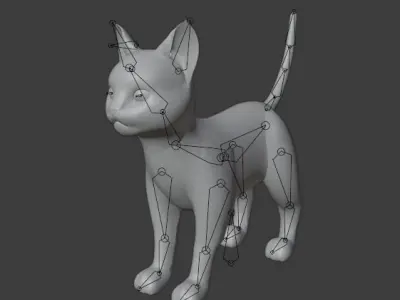 Cat black white  Low-poly 3D model