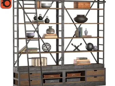 Industrial Iron Bookshelf 3D model
