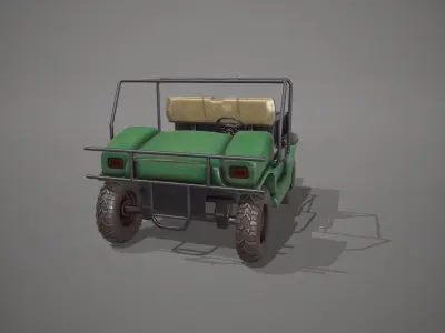 Stylized Green Golf Cart Low-poly 3D model