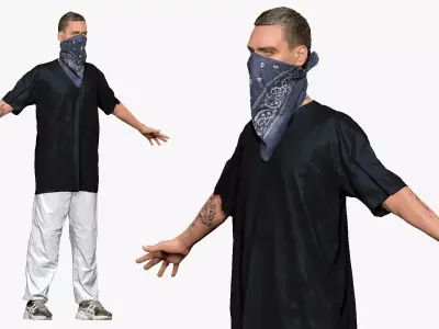 001248 young man in gangster style of wear Low-poly 3D model