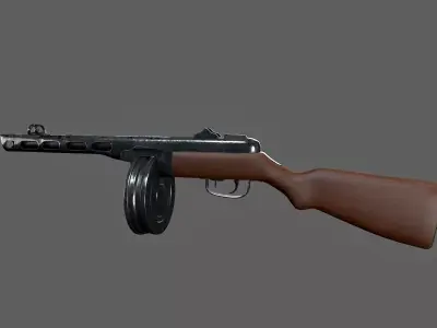 PPSh41 Submachine Gun Low-poly 3D model