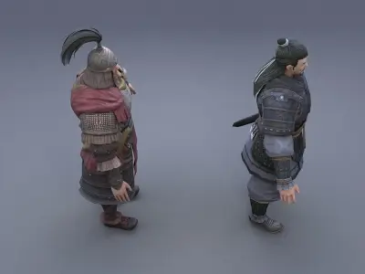Ancient Asians people Low-poly 3D model