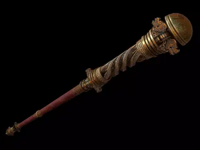 Chinese Combat Staff Low-poly 3D model