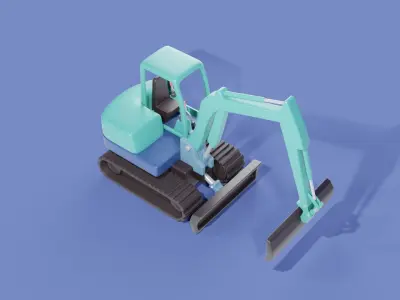 Cartoon Excavator Machinery Low-poly 3D model