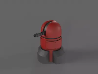 PBR Turret Gun 06 Red Low-poly 3D model