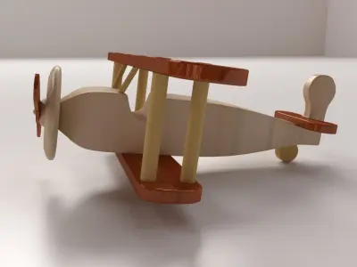Wooden Airplane 3D model buy
