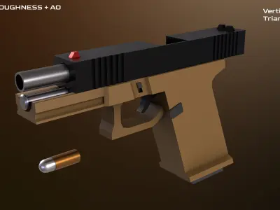 Stylized Glock 19 and Textures Free low-poly 3D model
