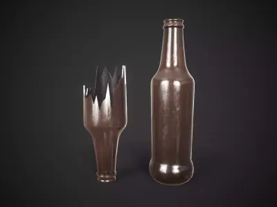 Broken bottle melee Low-poly 3D model