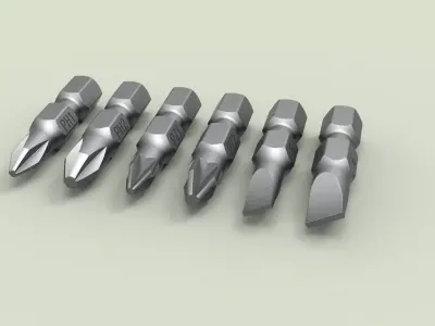 Screwdriver bit set 3D model purchase