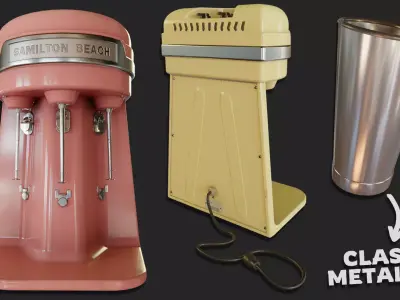 Retro Diner Milkshake Maker Low-poly 3D model