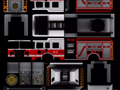 Fire truck  Low-poly 3D model purchase