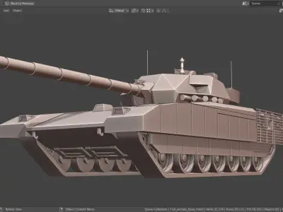 T14 ARMATA TANK BASE MESH  Low-poly 3D model