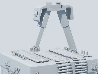 Guns collection metal box with gun Low-poly 3D model