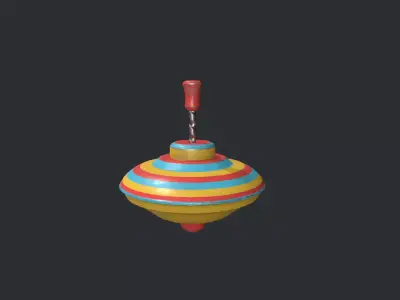 Striped Spinning Top Low-poly 3D model