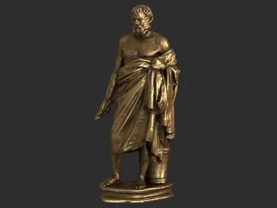 Greek Man Statue - Gold Low-poly 3D model