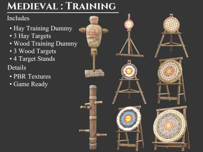 Medieval Collection Training Targets and Dummies 3D Model Pack