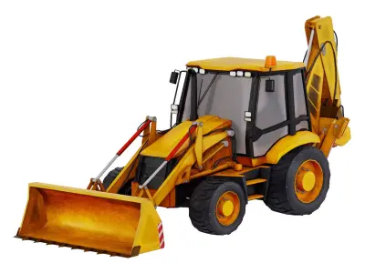Backhoe Loader Construction Vehicle 3D model Low-poly 3D model