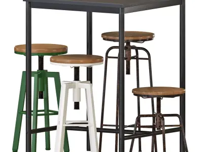 Zara Bar Stools And Table 3D model