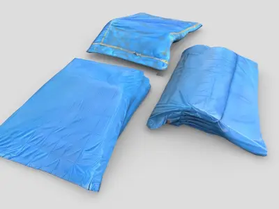 Folded Blue Tarp Pack Low-poly 3D model