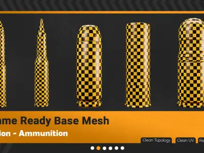 50 Ammunition And Ammo Base Mesh - VOL 02 Game Ready Low-poly 3D model