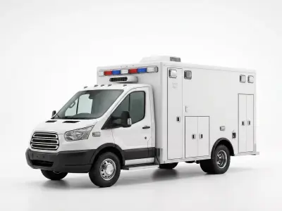 Modern Emergency Ambulance Low-poly 3D model