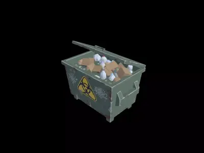 Low Poly Stylized Biohazard Dumpster Low-poly 3D model