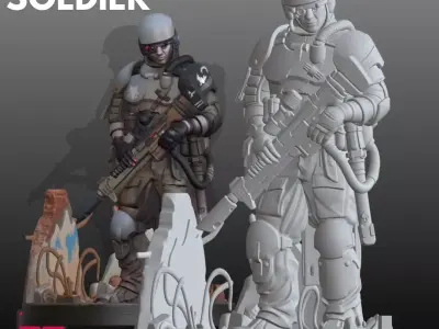 Post Apocalyptic Soldier STL Futuristic 3D  3D print model