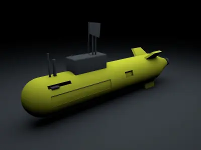 low-poly submarine model Low-poly 3D model