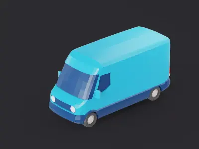 Delivery Van Blue Modern Stylized Low-poly 3D model