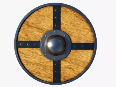 Wooden shield Low-poly 3D model 11