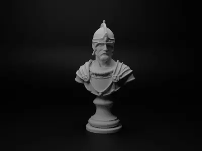 Feudal Knight Bust Chess 3D print model get