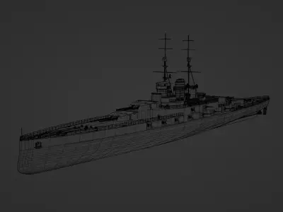 Fictional warship Hansan-class Battlecruiser 3D model