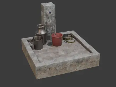 Tap Water and Bucket Low-poly 3D model