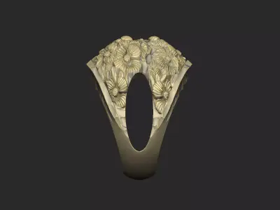 Cluster flower ring design Victoria organic queen women 3D print model