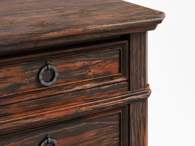 French Louis Philippe Style Carved Nightstand 3D model
