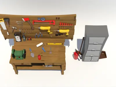 Cartoon Hand Tool Set 3D model